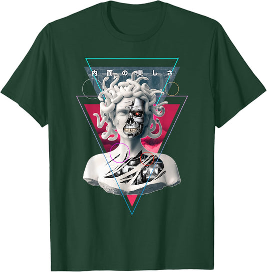 Vaporwave Cyborg Medusa Statue Aesthetic Art Japanese Otaku T-Shirt - T-Shirt | Forest