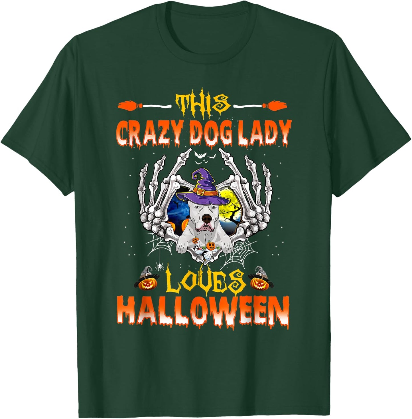 This Crazy Dog Lady Dogo Argentino Loves Halloween T-Shirt - T-Shirt | Forest