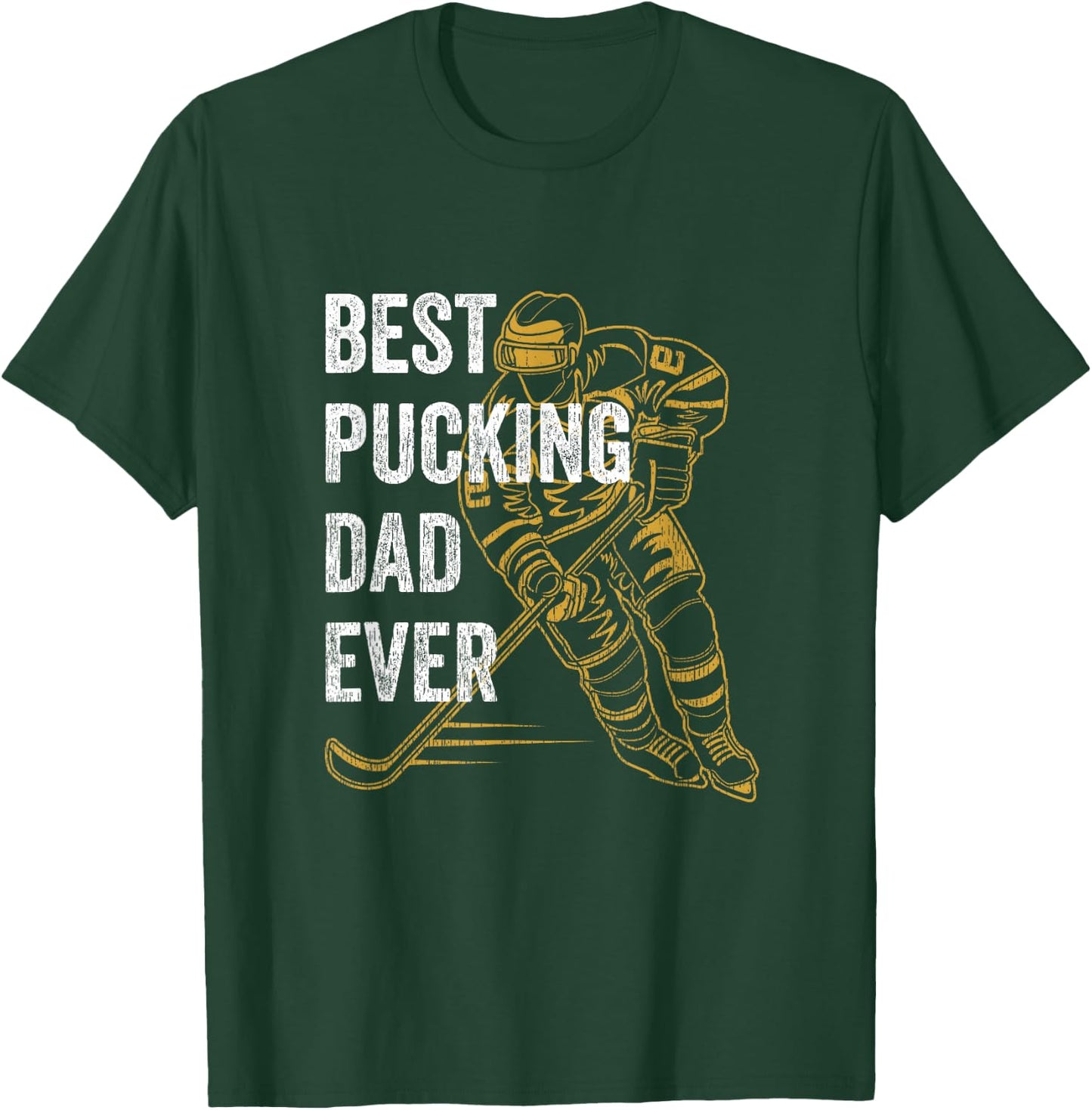 Vintage Best Pucking Dad Ever Retro Funny Hockey Father T-Shirt - T-Shirt | Forest