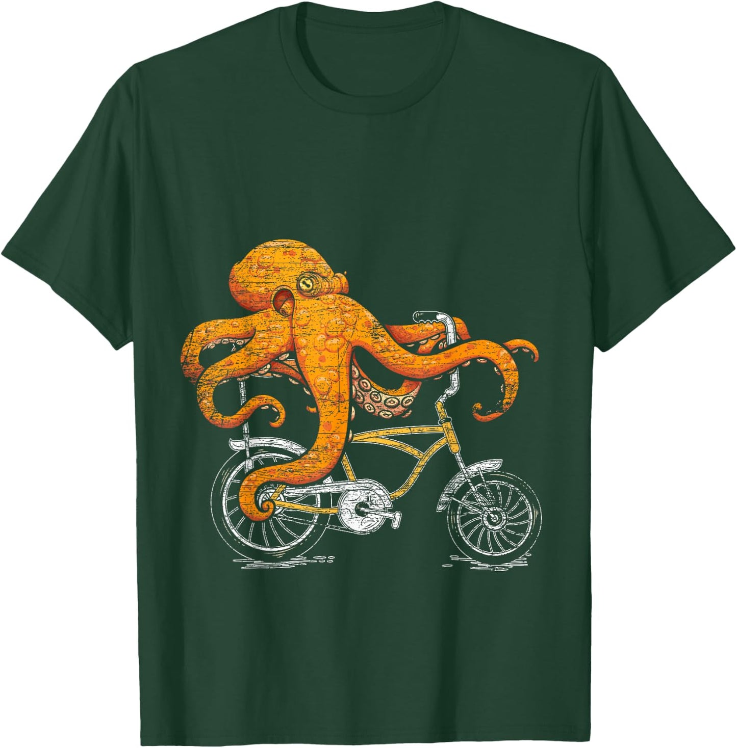Octopus Riding A Bike T-Shirt - T-Shirt | Forest