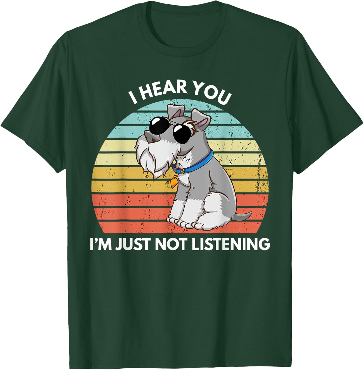 FoxioStar Miniature Schnauzer Gifts I Hear You I'm Just Not Listening Funny Black Cotton Polyester T-Shirt - T-Shirt | Forest