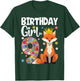 Fox Animal Lovers 9th Birthday Girl Fox B-day 9 year old T-Shirt - T-Shirt | Forest