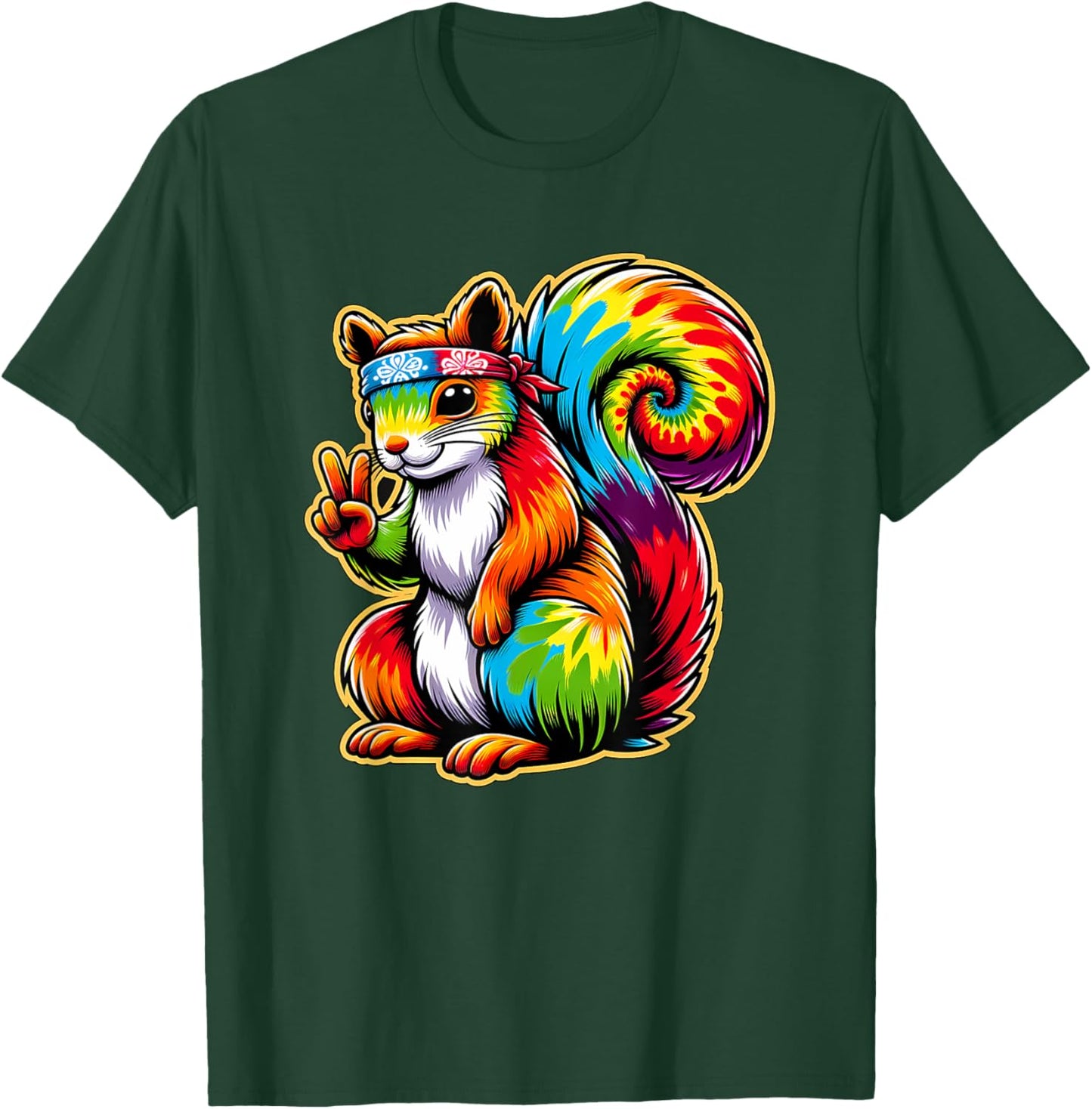 Peace Sign Tie Dye Squirrel T-Shirt - T-Shirt | Forest