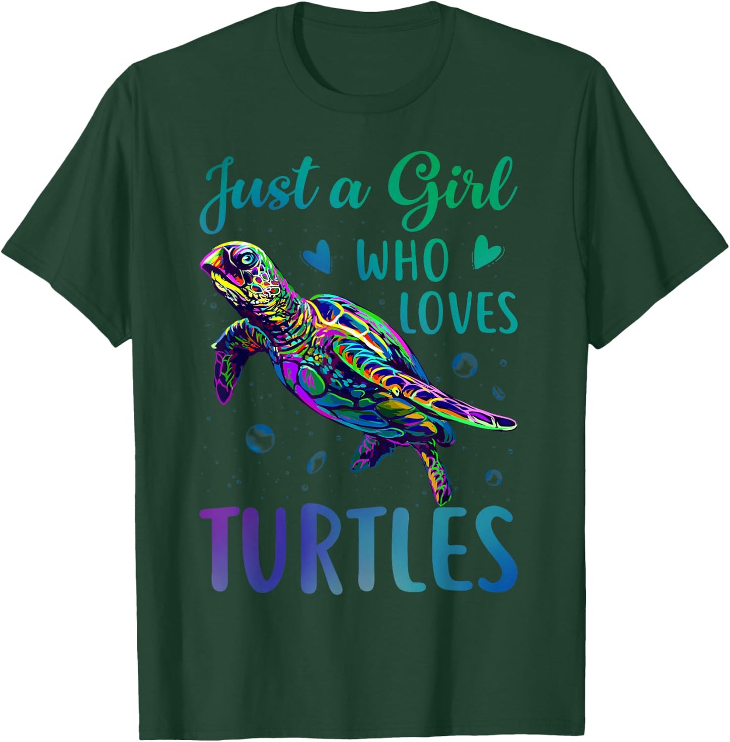Just A Girl Who Loves Turtles Watercolor Sea Ocean Gift T-Shirt - T-Shirt | Forest