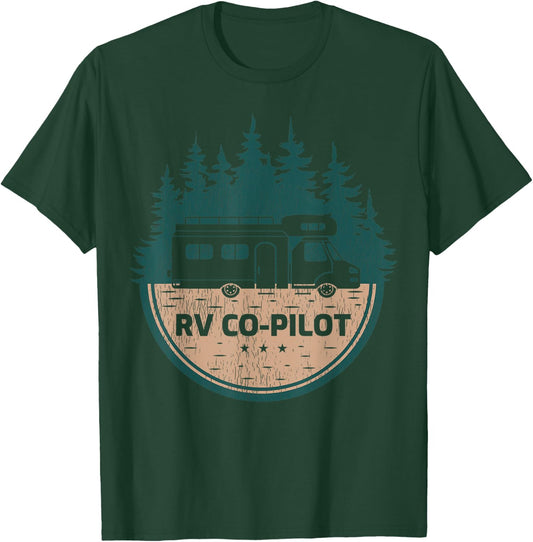 Camping RV Co-Pilot Road Trip Camper T-Shirt - T-Shirt | Forest