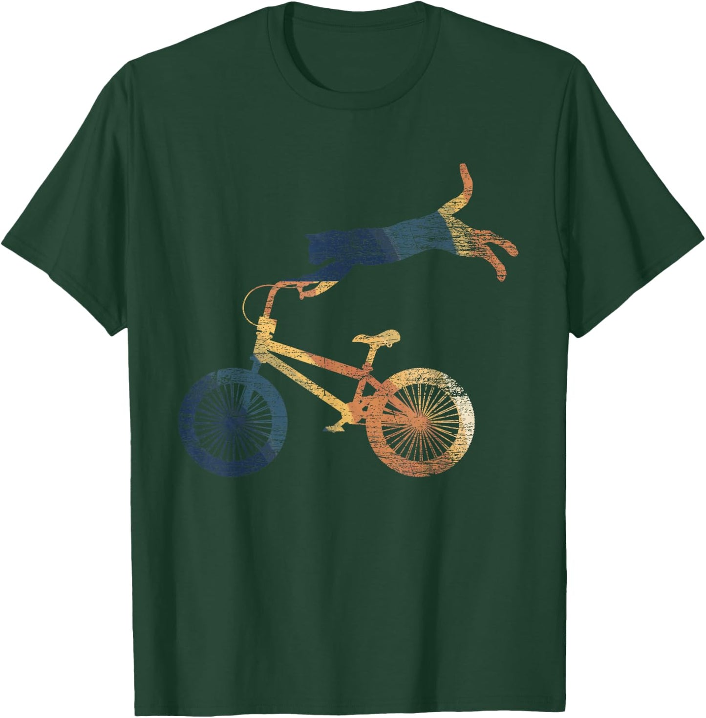 Retro Cat Funny Animal Lover Gift Cyclist BMX Pet Bicycle T-Shirt - T-Shirt | Forest