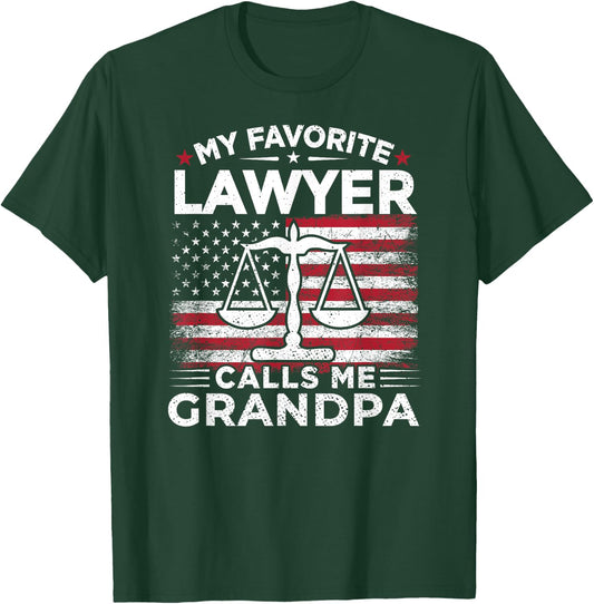My Favorite Lawyer Calls Me Grandpa USA Flag Grandpa Gift Women Men T-Shirt - T-Shirt | Forest