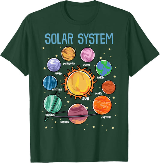 Solar System Planets Science Space Boys Girls STEM Kids T-Shirt - T-Shirt | Forest