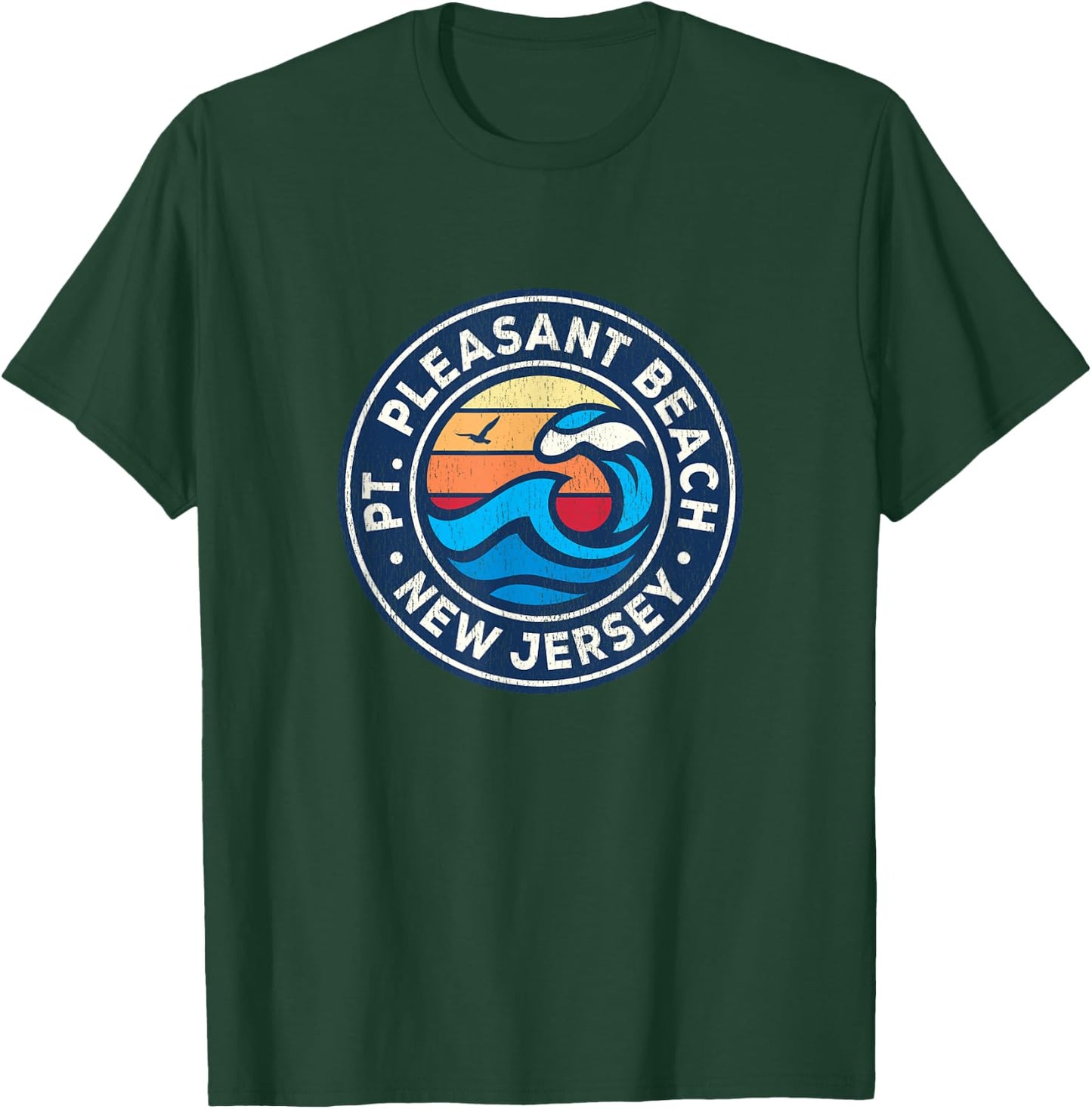 Point Pleasant Beach New Jersey NJ Vintage Nautical Waves De T-Shirt - T-Shirt | Forest