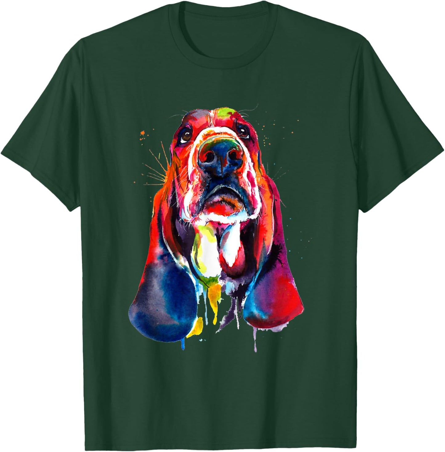 Basset Hound Artistic Funny Dog Cute Sweet Gift Birthday Women Kids T-Shirt - T-Shirt | Forest