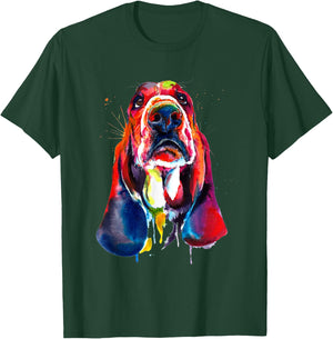 Basset Hound Artistic Funny Dog Cute Sweet Gift Birthday Women Kids T-Shirt - T-Shirt | Forest