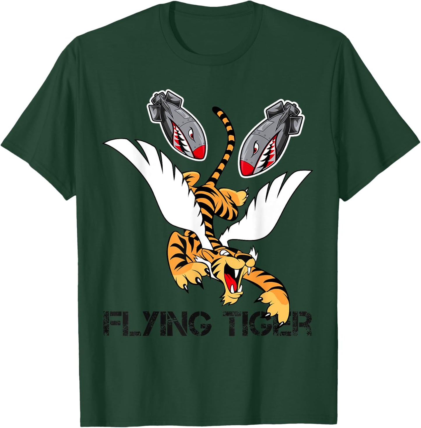 Funny Cool Tiger Flying Novelty Graphic & Cool Designs T-Shirt - T-Shirt | Forest