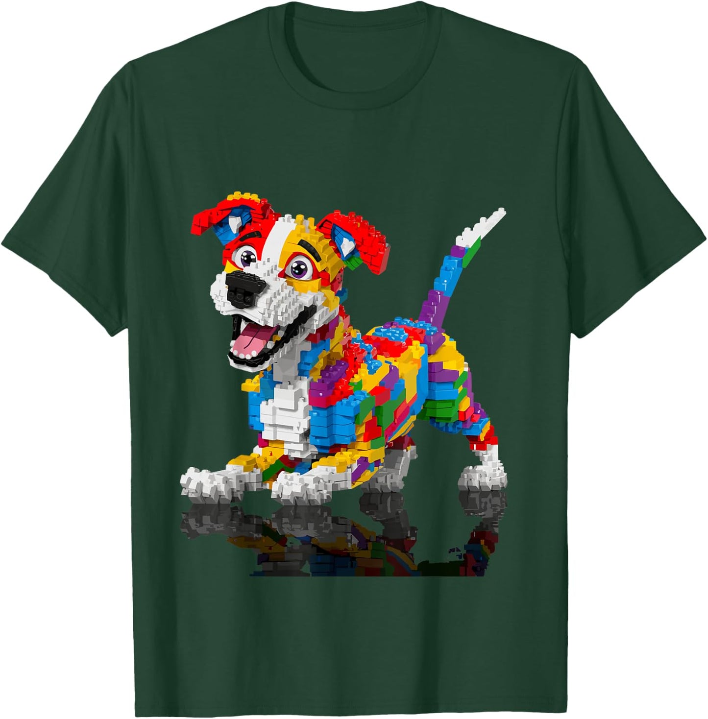 Master Builder Kids Building Blocks Dog Brick Builder T-Shirt - T-Shirt | Forest