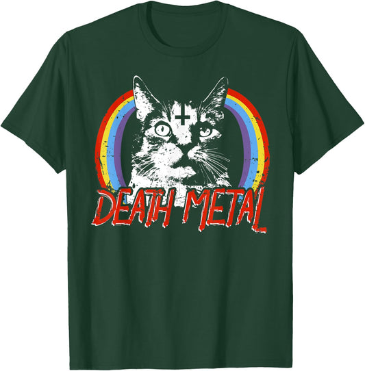 Heavy Satanic Cat Rainbow Gothic design Men Women T-Shirt - T-Shirt | Forest