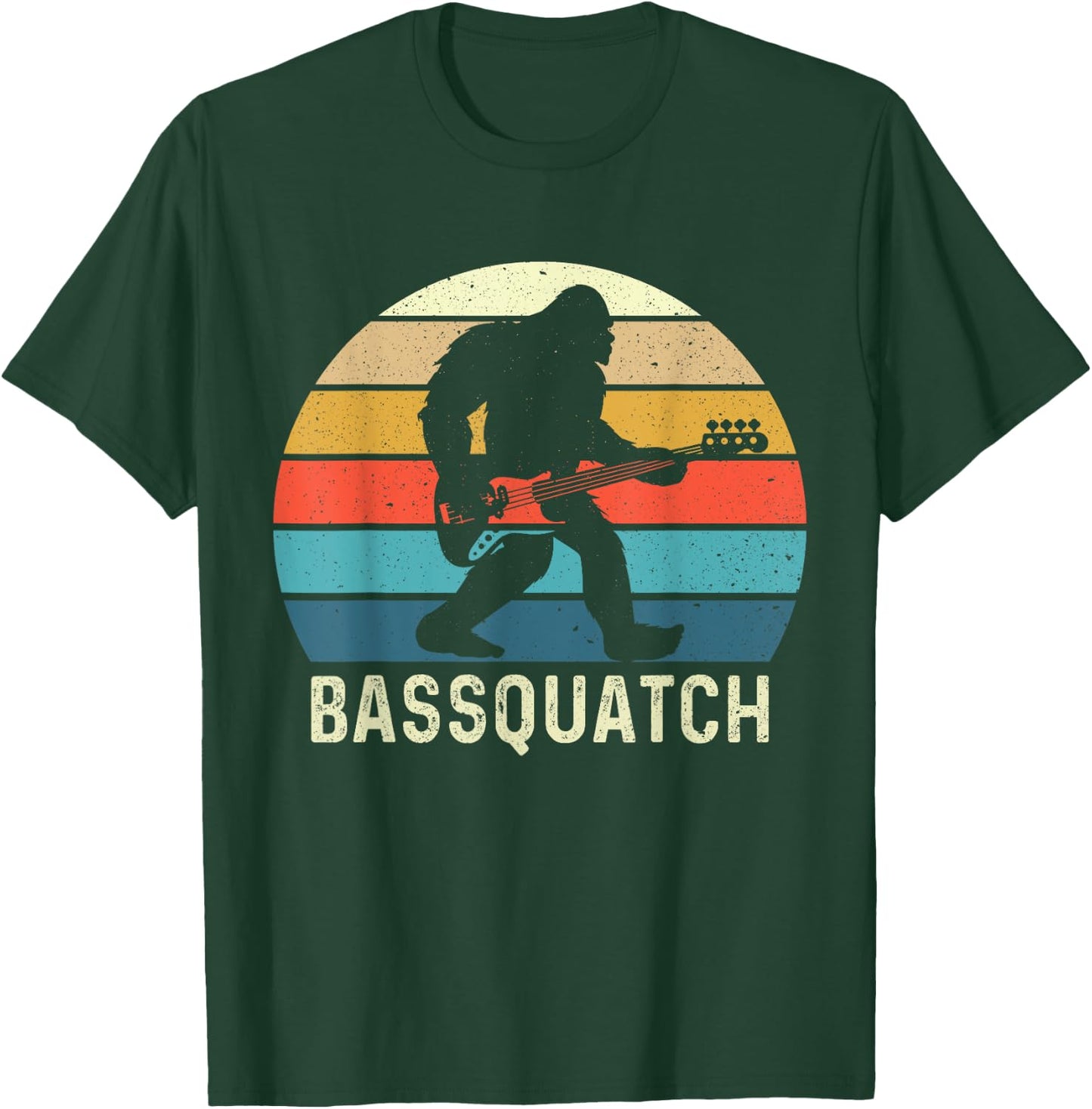 Bassquatch! Funny Bigfoot Guitar Outdoor Retro , Small, Black T-Shirt - T-Shirt | Forest