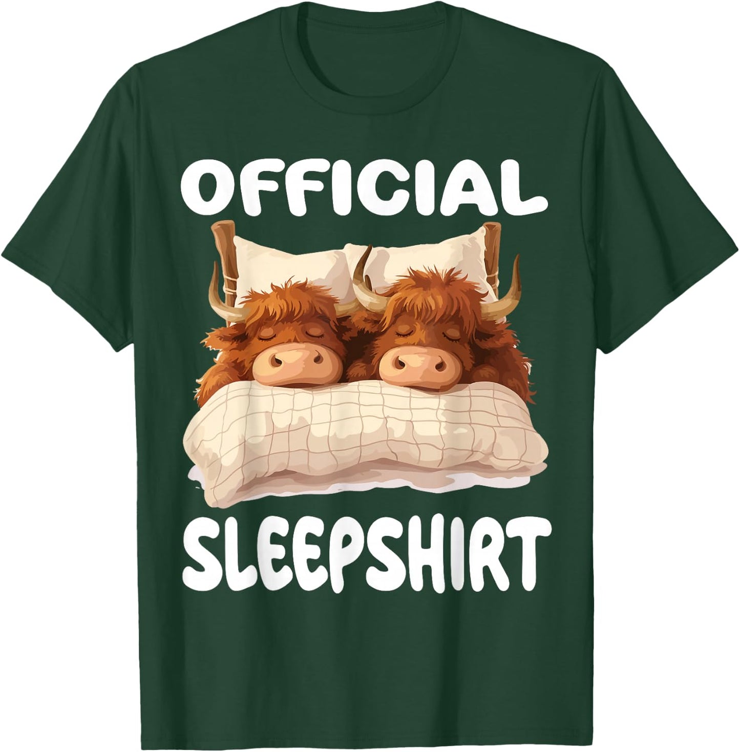 Scottish Highland Cow Official Sleepshirt Pajamas Nightgown T-Shirt - T-Shirt | Forest