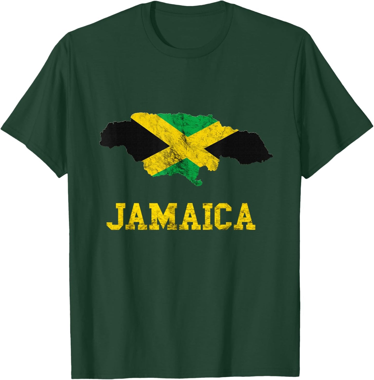 Jamaica Map Jamaican Flag Caribbean Trip Jamaica Roots T-Shirt - T-Shirt | Forest
