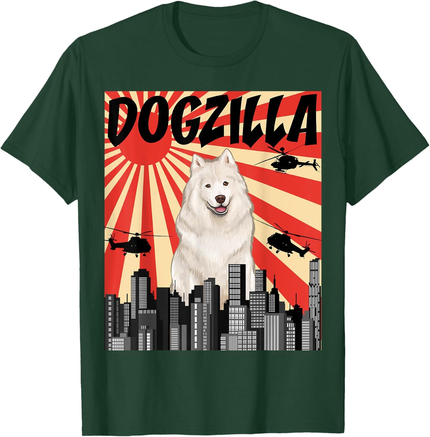 Funny Retro Japanese Dogzilla Samoyed T-Shirt - T-Shirt | Forest