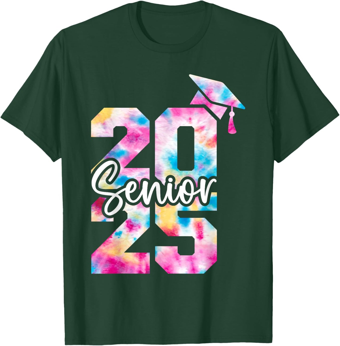 Senior 2025 Class of 2025 Tie Dye College High School Senior T-Shirt - T-Shirt | Forest