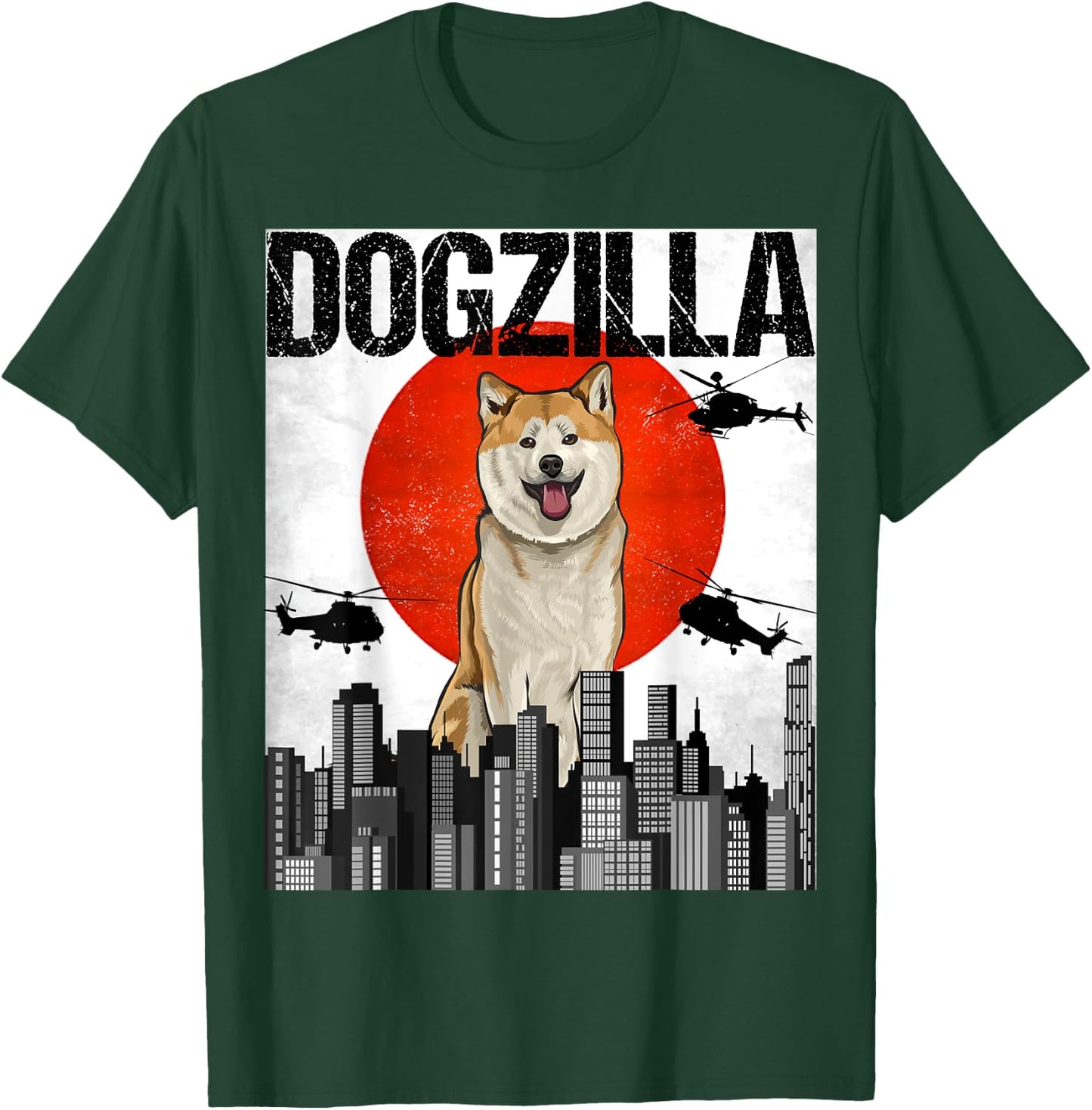 Funny Vintage Japanese Dogzilla Akita T-Shirt - T-Shirt | Forest