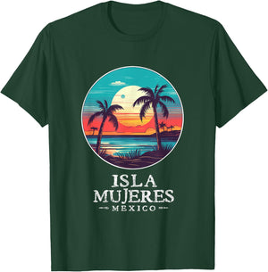 Retro Isla Mujeres Mexico Beach Sunset Souvenir Men Women T-Shirt - T-Shirt | Forest