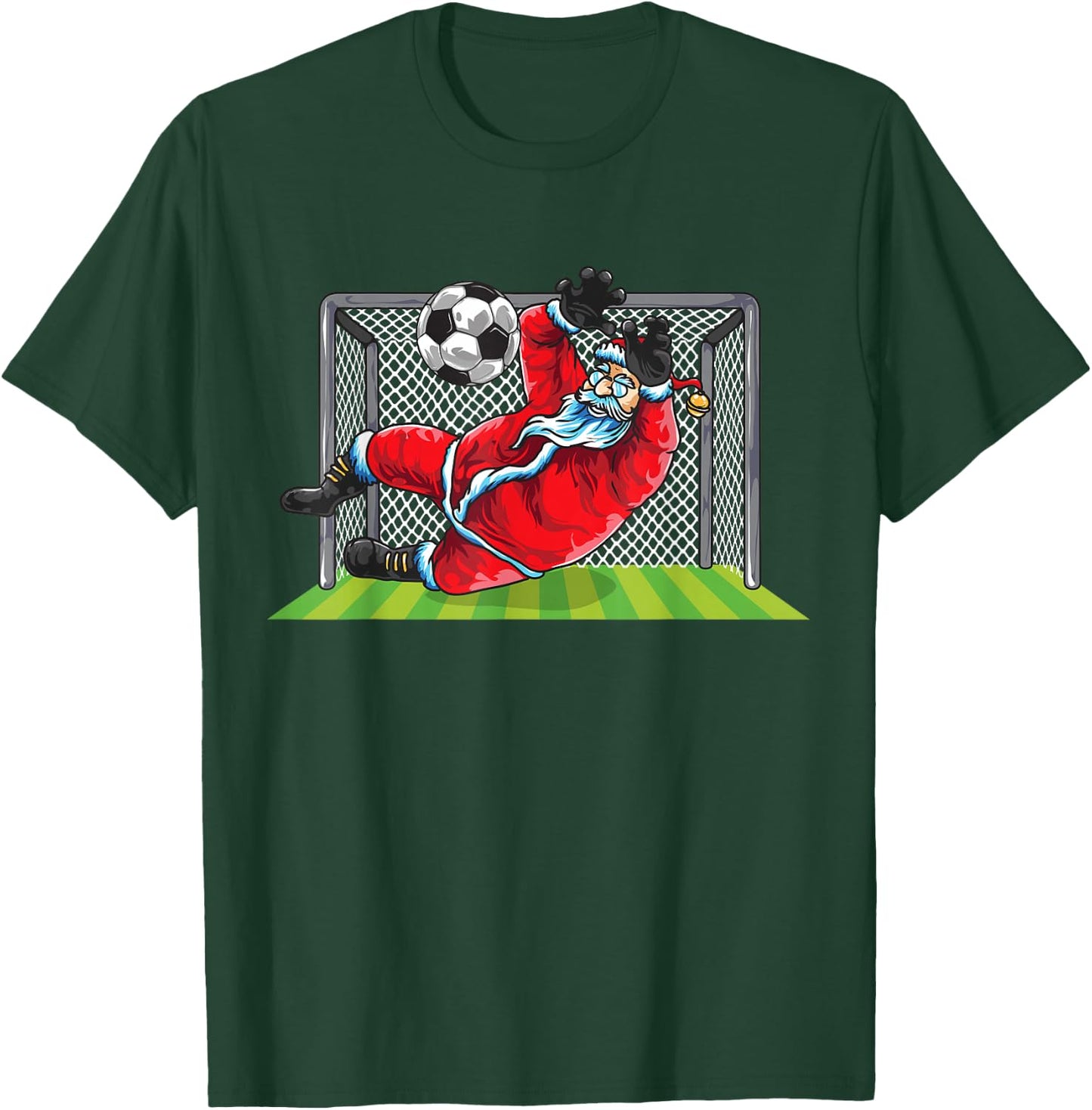 Soccer Goalie Santa Claus Christmas Sports Kids Boys Youth T-Shirt - T-Shirt | Forest