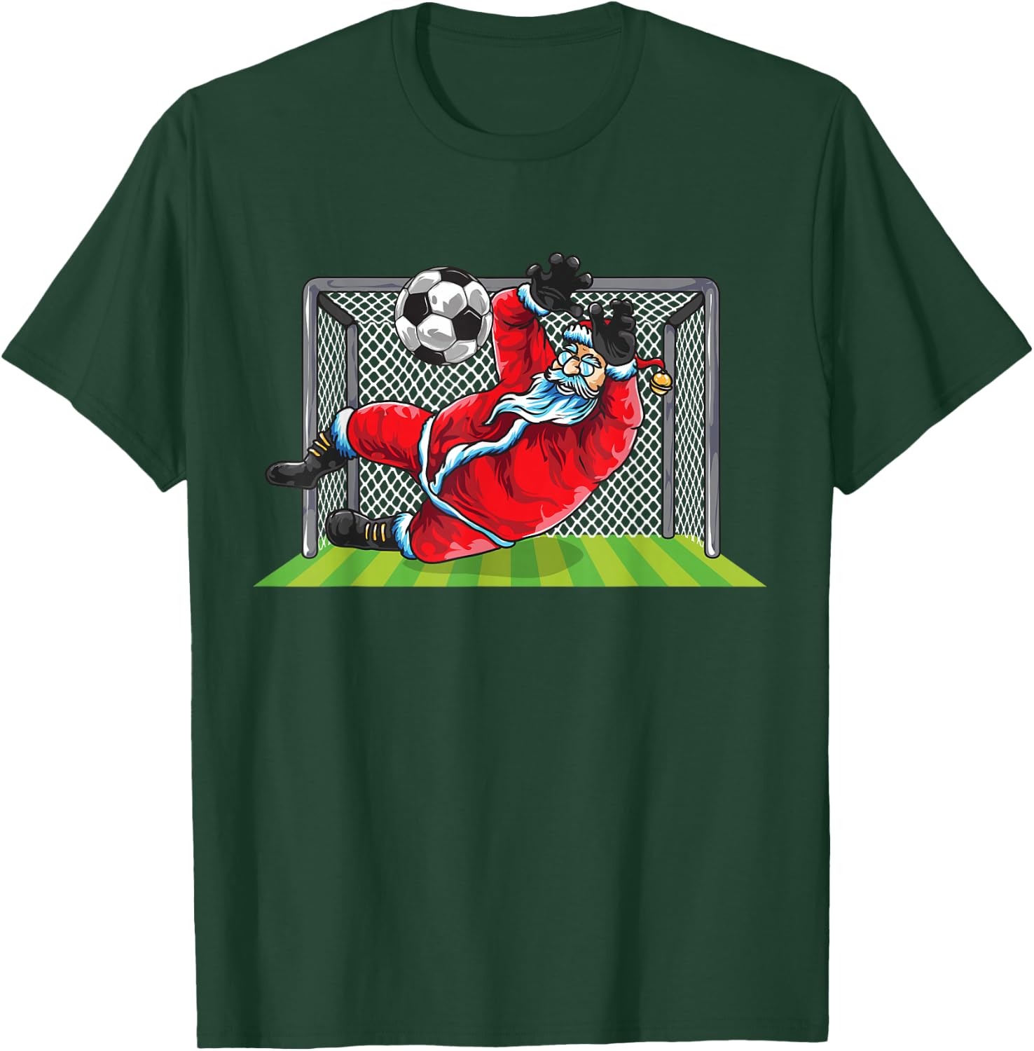 Soccer Goalie Santa Claus Christmas Sports Kids Boys Youth T-Shirt - T-Shirt | Forest