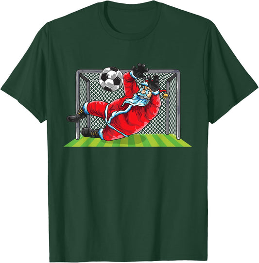Soccer Goalie Santa Claus Christmas Sports Kids Boys Youth T-Shirt - T-Shirt | Forest