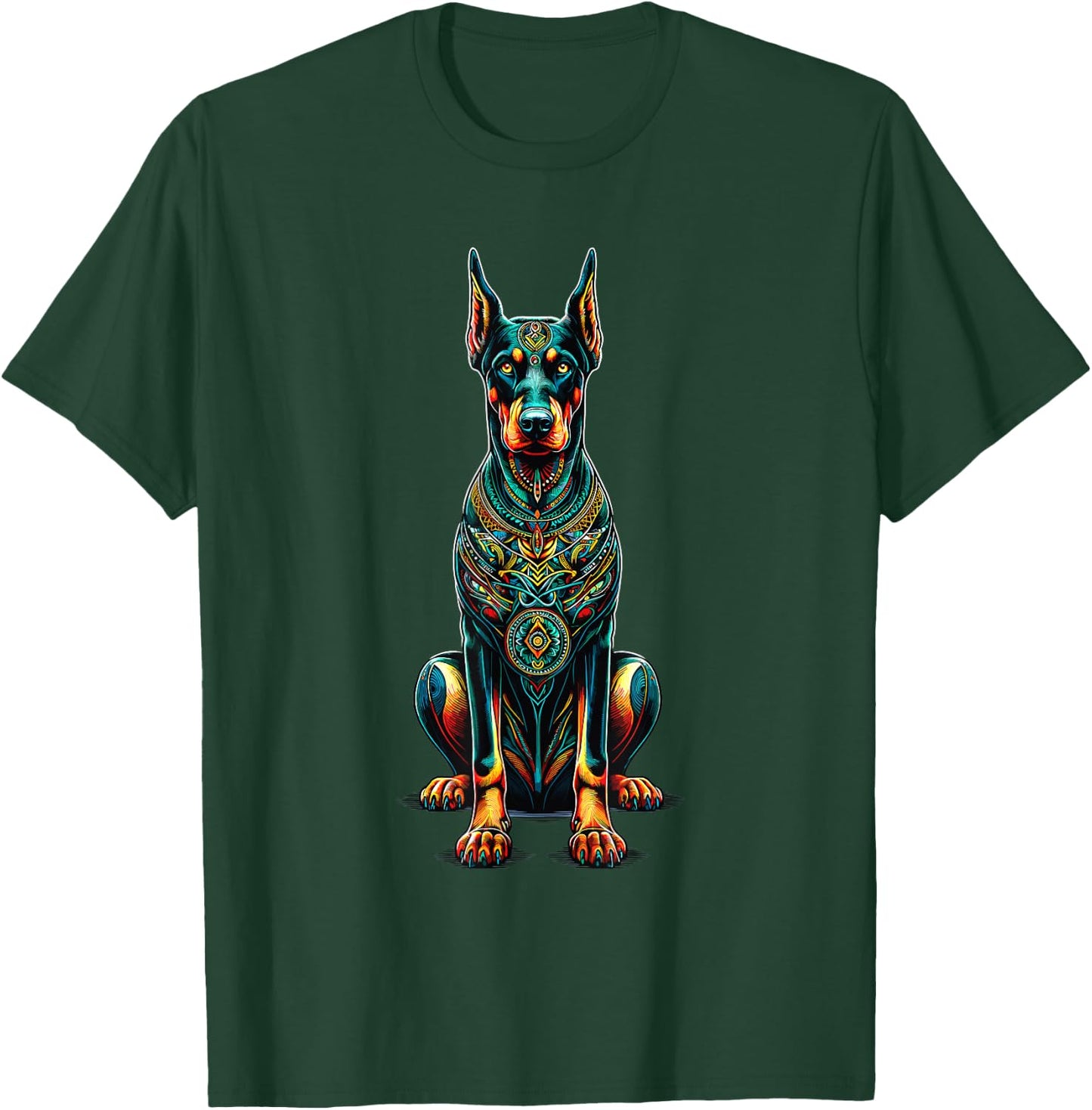 Mandala Art Doberman Pinscher Dobermans Dobie T-Shirt - T-Shirt | Forest