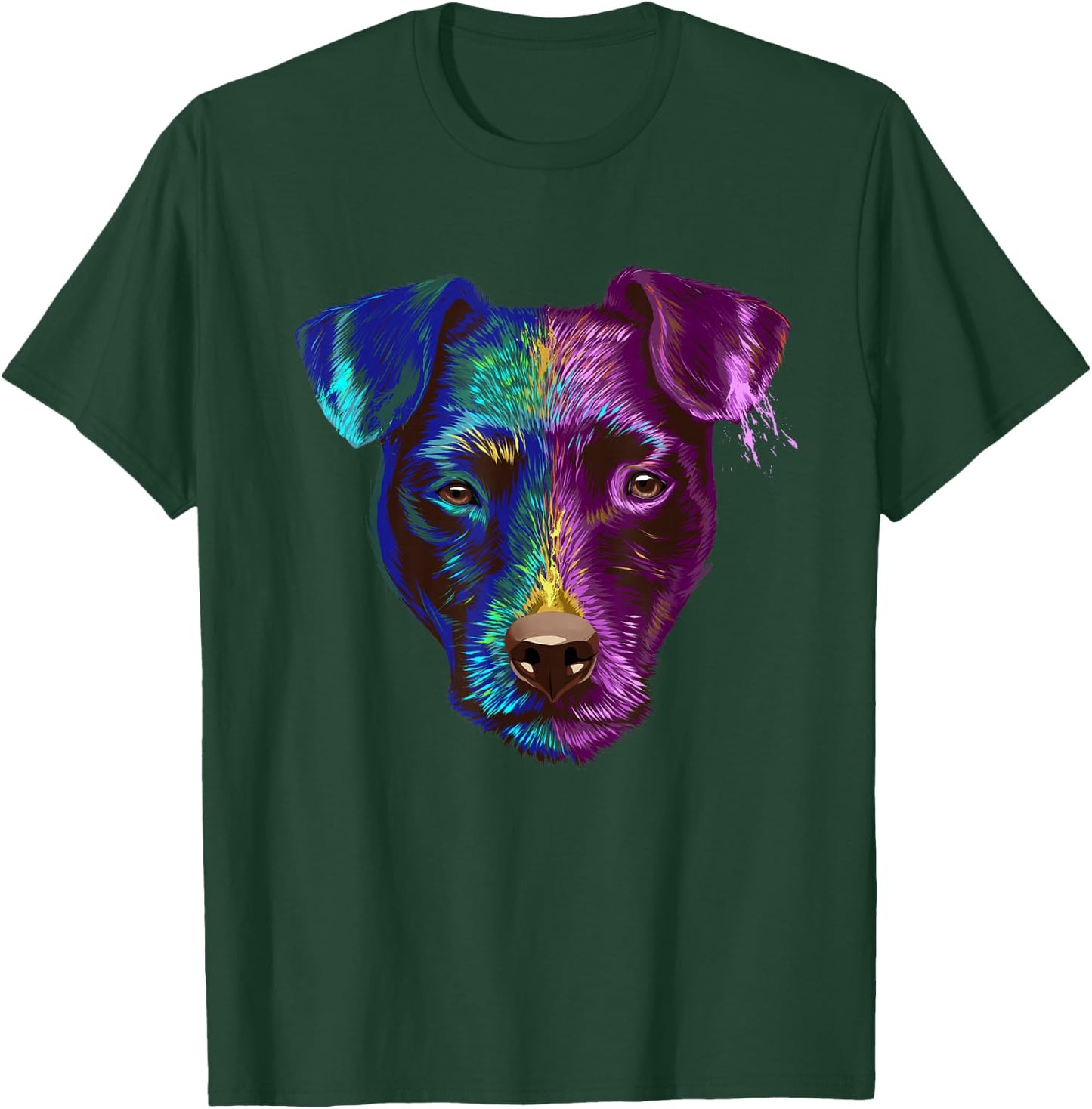 Colourful Dog Patterdale Terrier Men Women Kids T-Shirt - T-Shirt | Forest