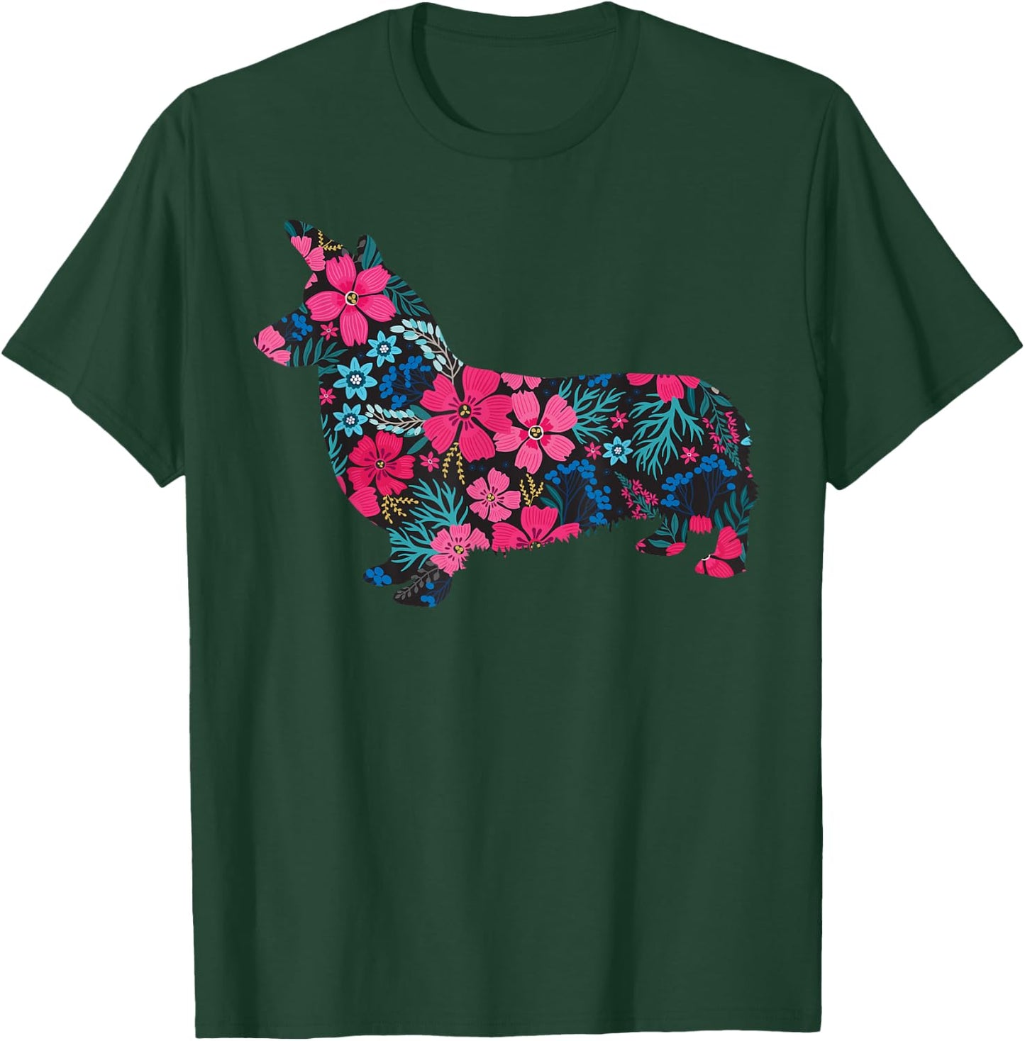 Corgi Floral Gift Corgi Lover Men Women T-Shirt - T-Shirt | Forest