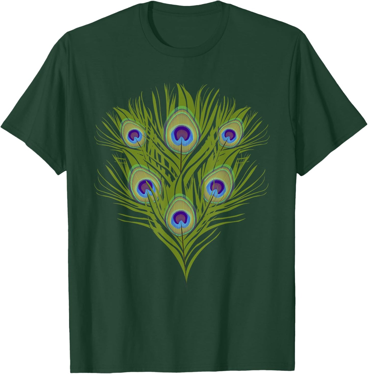 Decorative Colorful Women Girls Kids Tail Feathers Peacock T-Shirt - T-Shirt | Forest