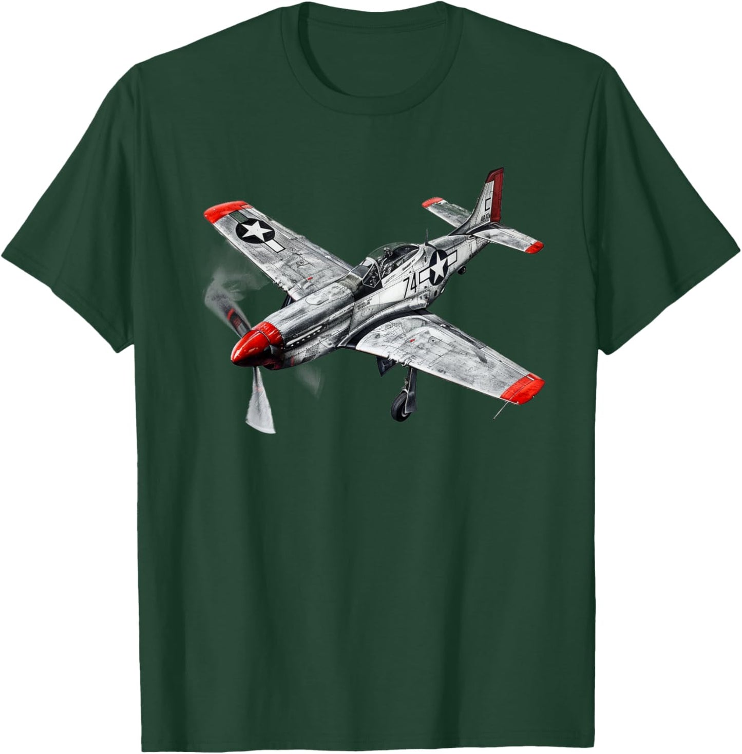 WW2 Warbirds P51 Fighter Plane Aircraft Aviation Hobbyist T-Shirt - T-Shirt | Forest