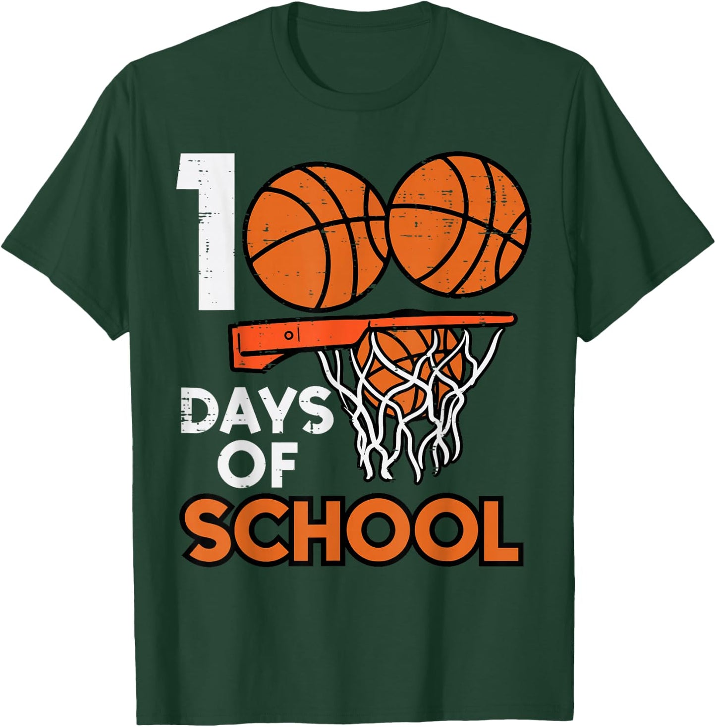 100 Days School Basketball 100th Day Teacher Men Boys Kids T-Shirt - T-Shirt | Forest