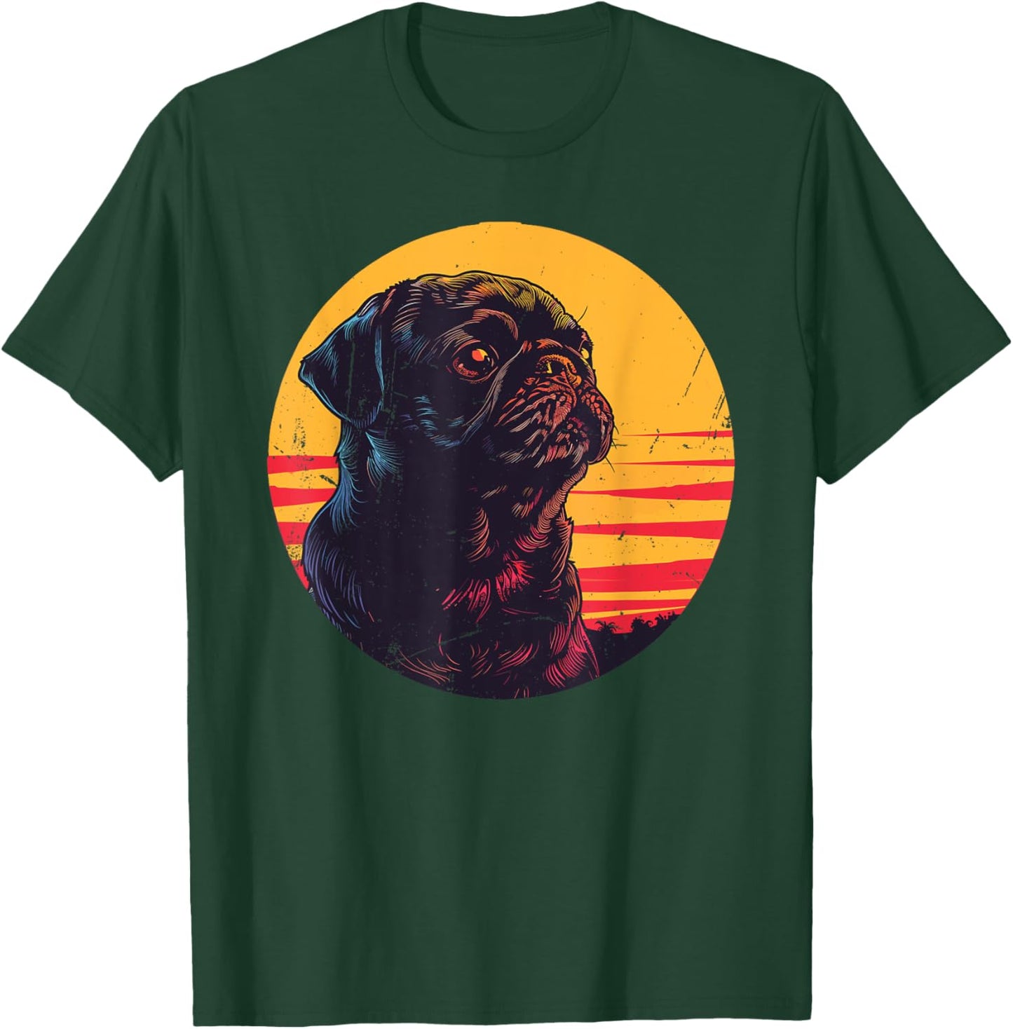 Retro Vintage Pug Christmas Birthday Gift Pug Dog Owner Women Kids T-Shirt - T-Shirt | Forest
