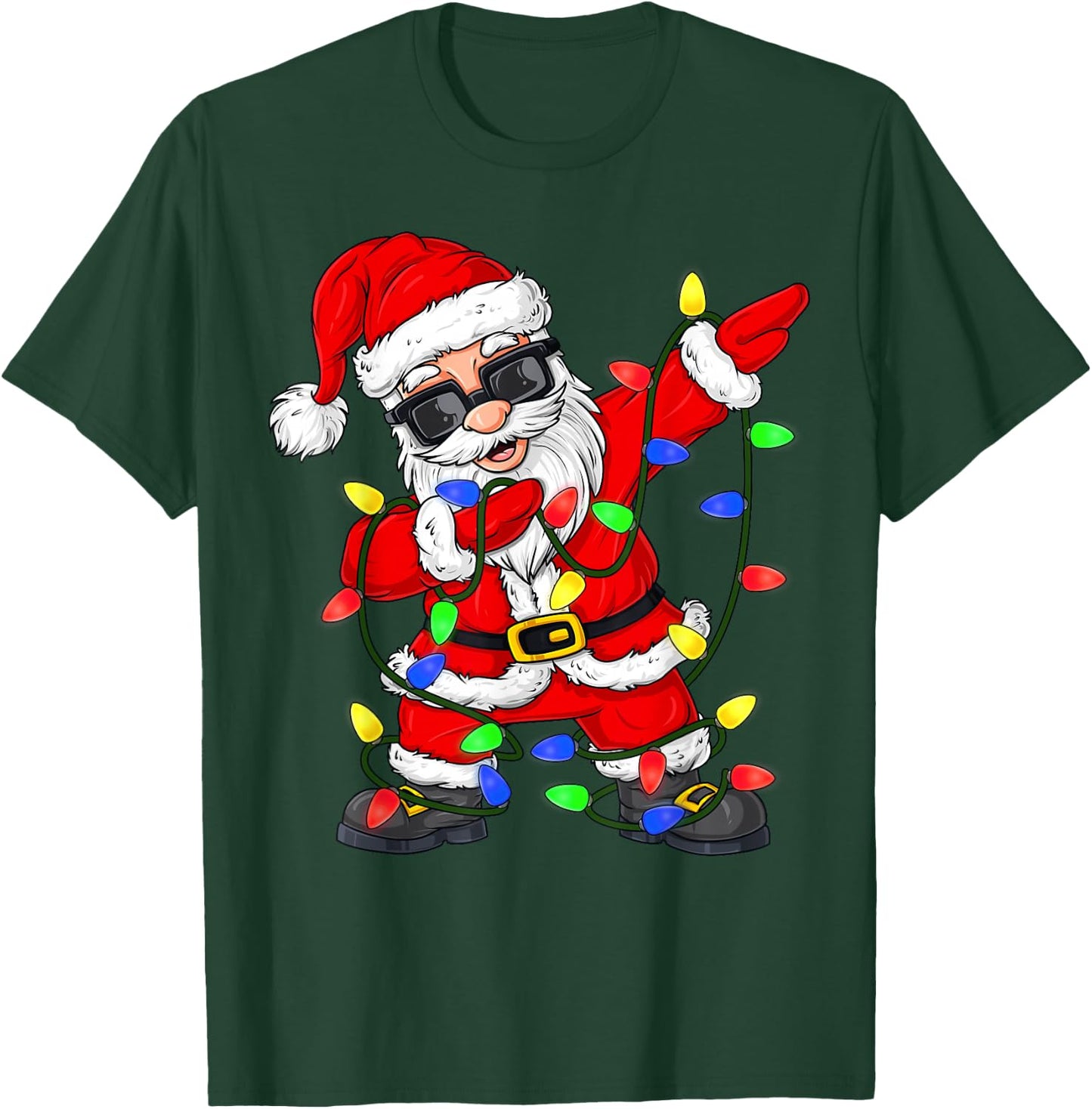 Dabbing Santa Claus Christmas Tree Lights Boys Kids Dab Xmas T-Shirt - T-Shirt | Forest