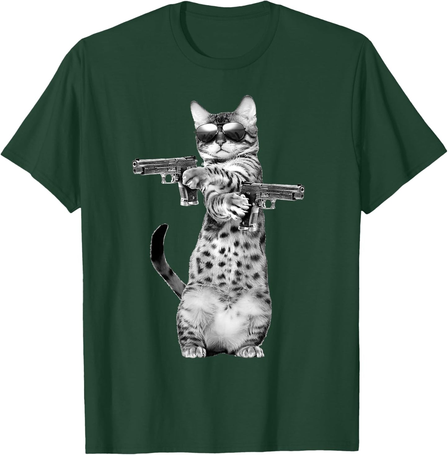 Funny Cat with Guns, Cats Lover T-Shirt - T-Shirt | Forest