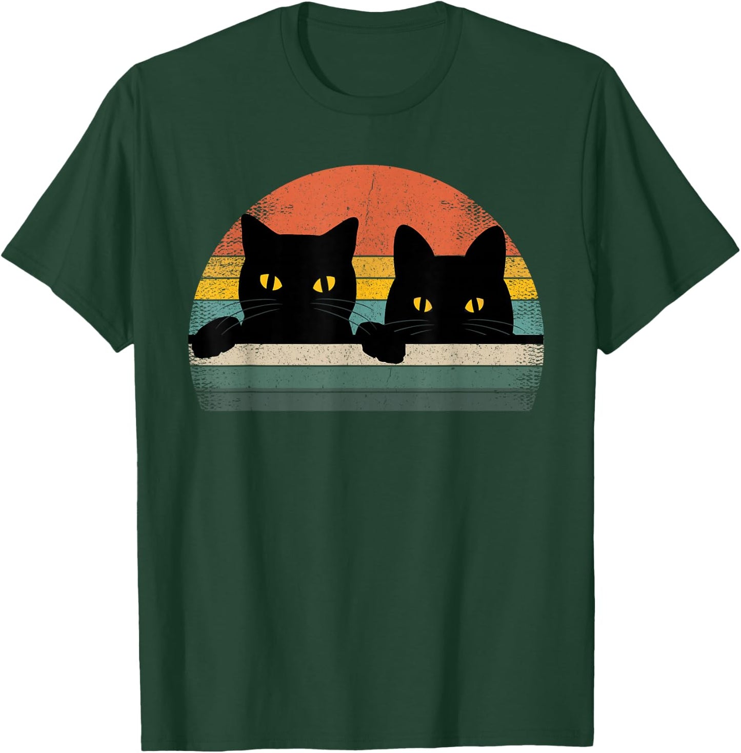 Black Cat Vintage Retro Style - Cats Lover Gift T-Shirt - T-Shirt | Forest