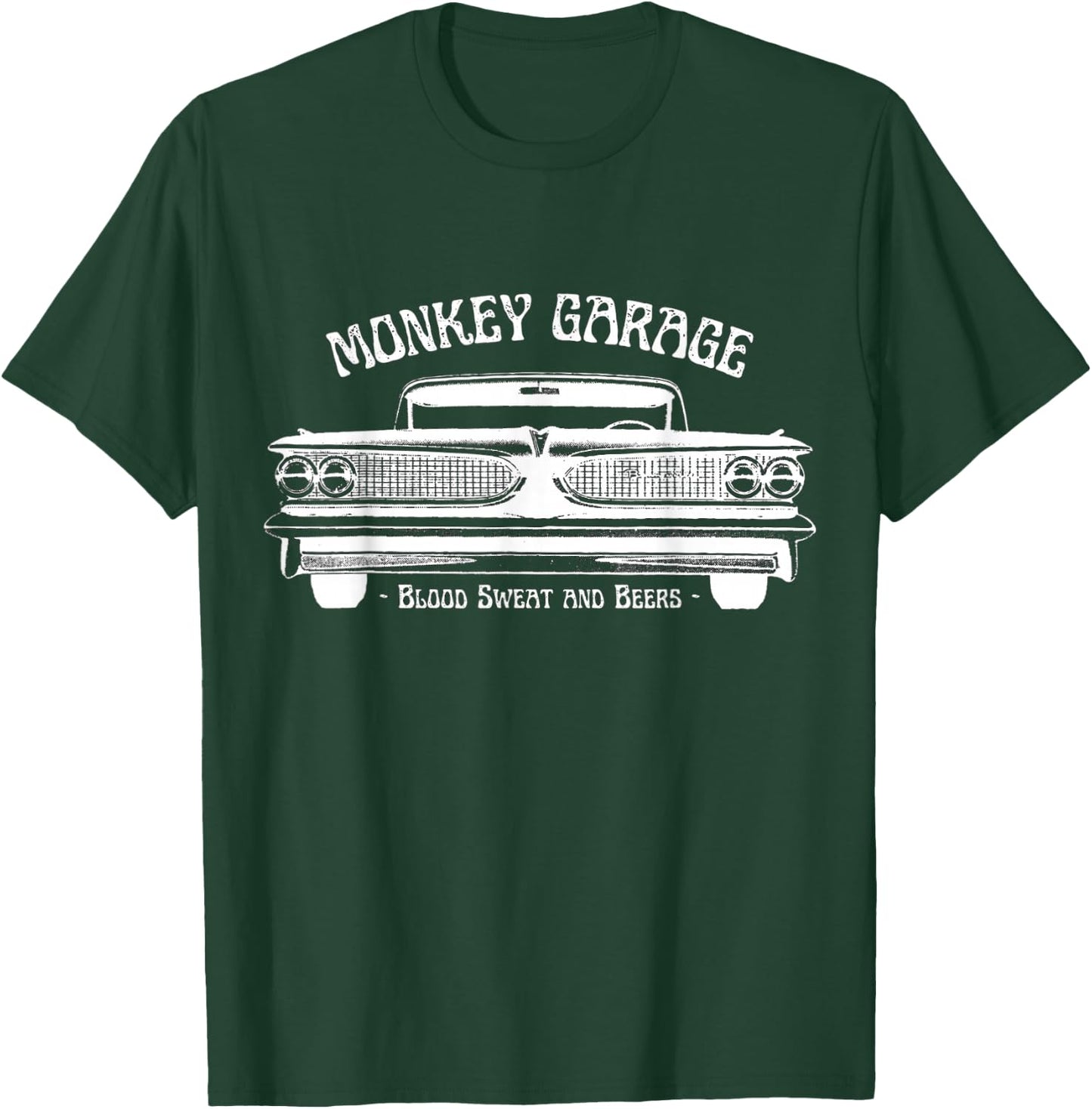 Monkey Garage: Gas Station: Blood Sweat and Beers T-Shirt - T-Shirt | Forest