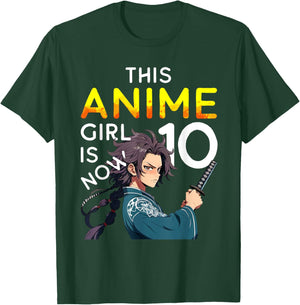 This Anime Girl Is Now 10 Years Old 10th Birthday Kawaii Kid T-Shirt - T-Shirt | Forest