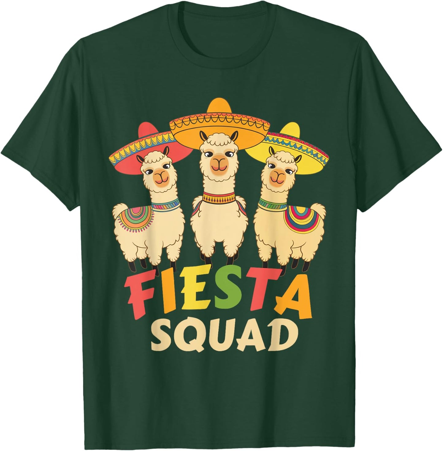 Fiesta Squad Cinco De Mayo Llama Let's Fiesta Mexican Party T-Shirt - T-Shirt | Forest