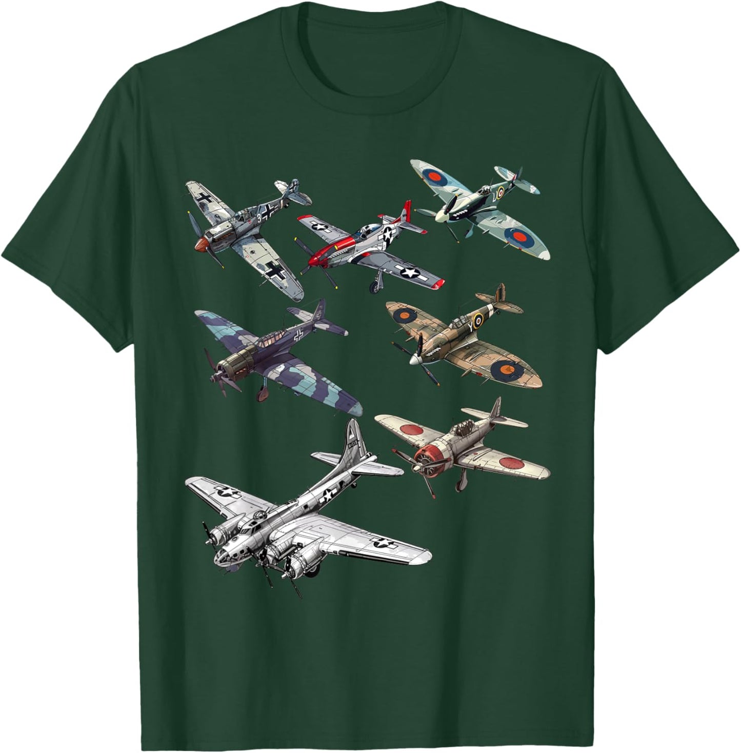 Military F&L Design Co. WW2 Warbirds P51 Messerschmitt B17 P40 Hobbyists , Small, Black T-Shirt - T-Shirt | Forest