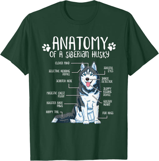 Funny Anatomy Siberian Husky Dog Lover Women Girls Kids T-Shirt - T-Shirt | Forest