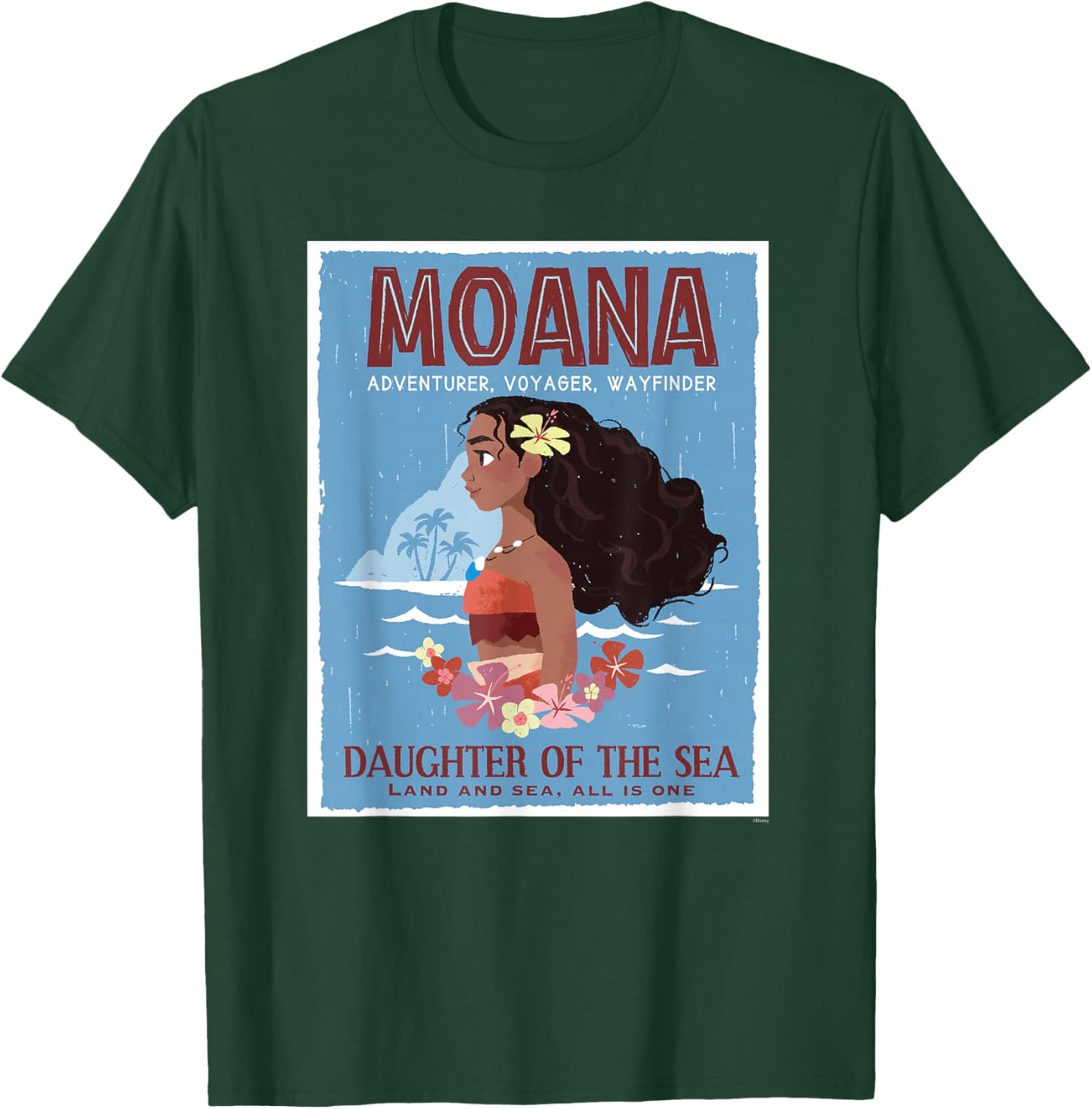 Disney Moana Adventurer Daughter of the Sea Retro Distressed T-Shirt - T-Shirt | Forest