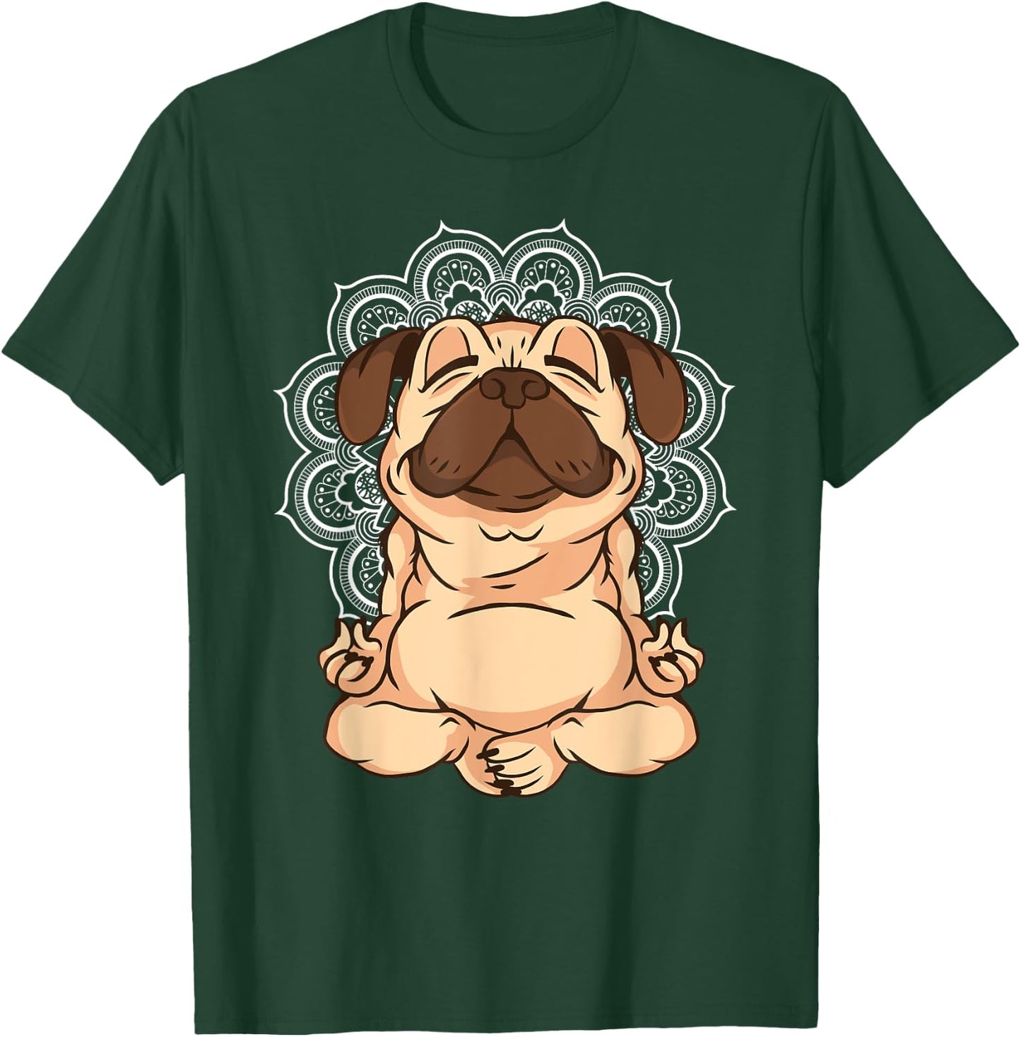 Meditation Pug Dogs Buddha Zen Yoga Teacher Pug Buddhist Women Girls Kids T-Shirt - T-Shirt | Forest