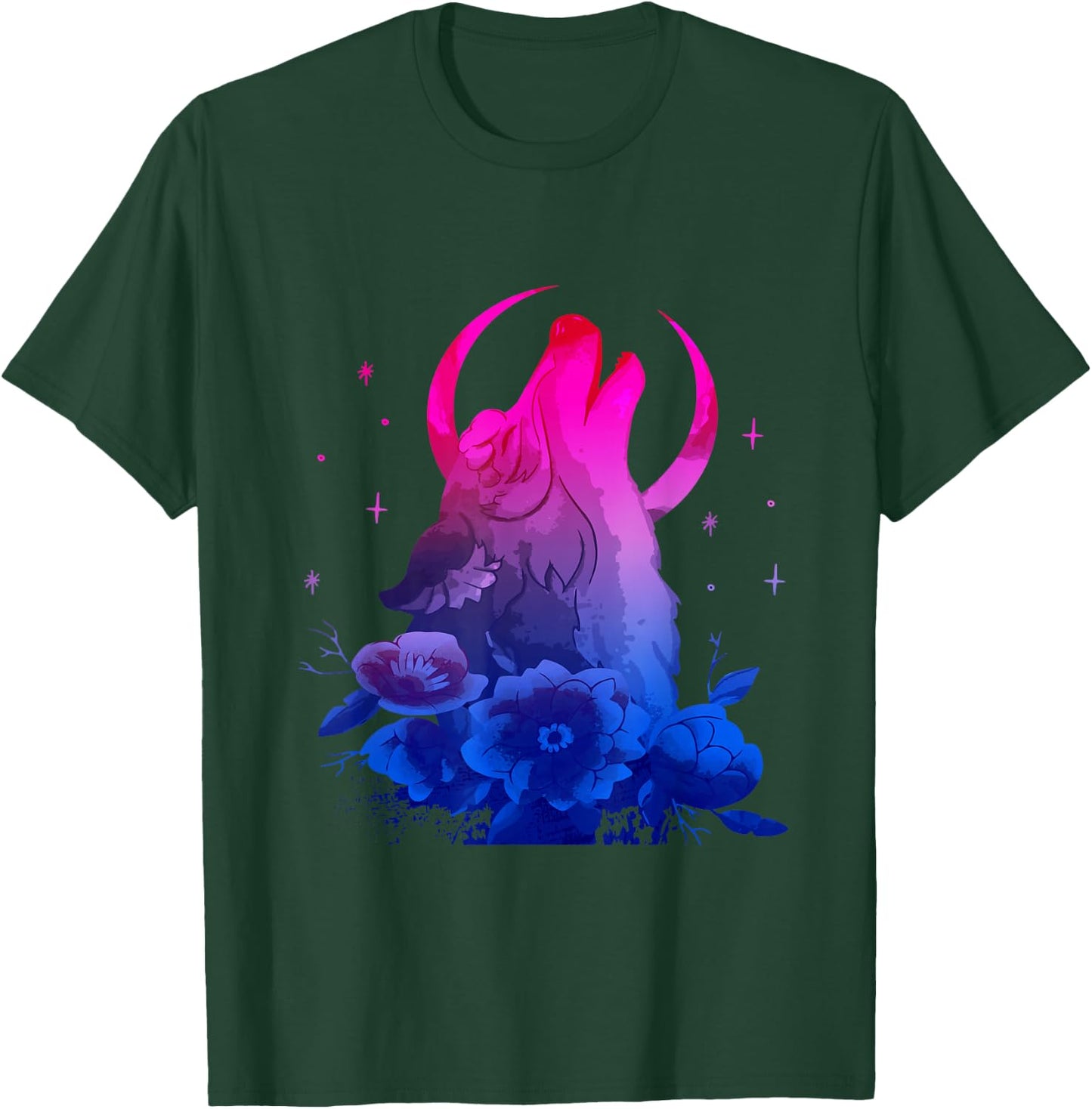 Bi Pride Bisexuality Bisexual Flag Howling Wolf Bisexual T-Shirt - T-Shirt | Forest