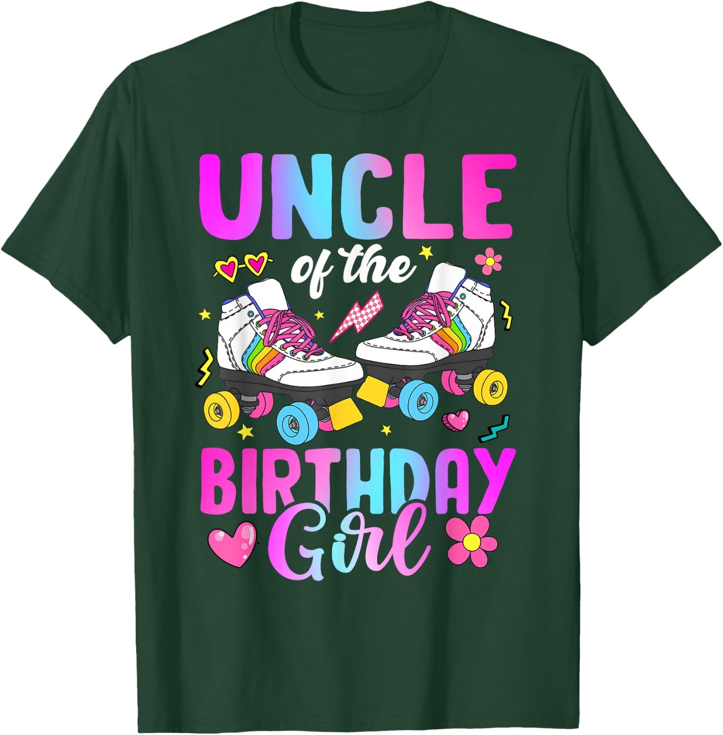 Uncle Of The Birthday Girl Rolling Skate Bday Family T-Shirt - T-Shirt | Forest