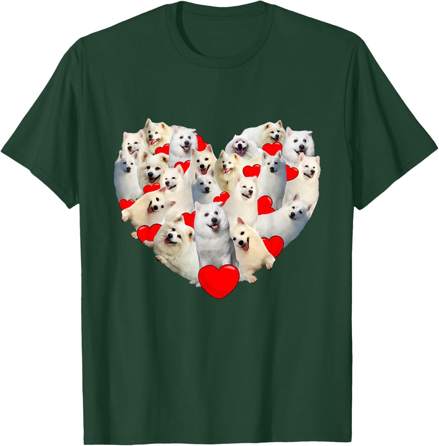 Funny Heart Love American Eskimo Valentine's Day Gift T-Shirt - T-Shirt | Forest
