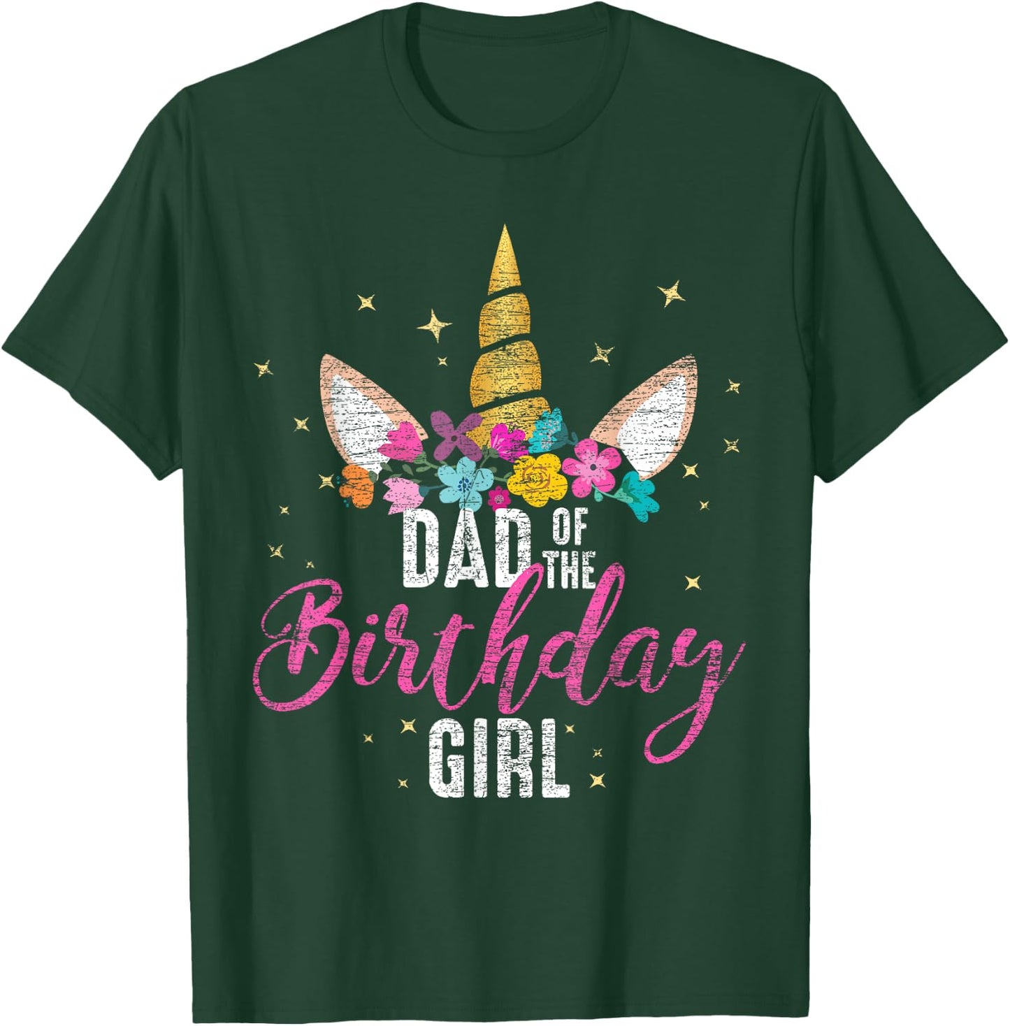 Dad Of The Birthday Girl Father Gifts Unicorn Birthday T-Shirt - T-Shirt | Forest