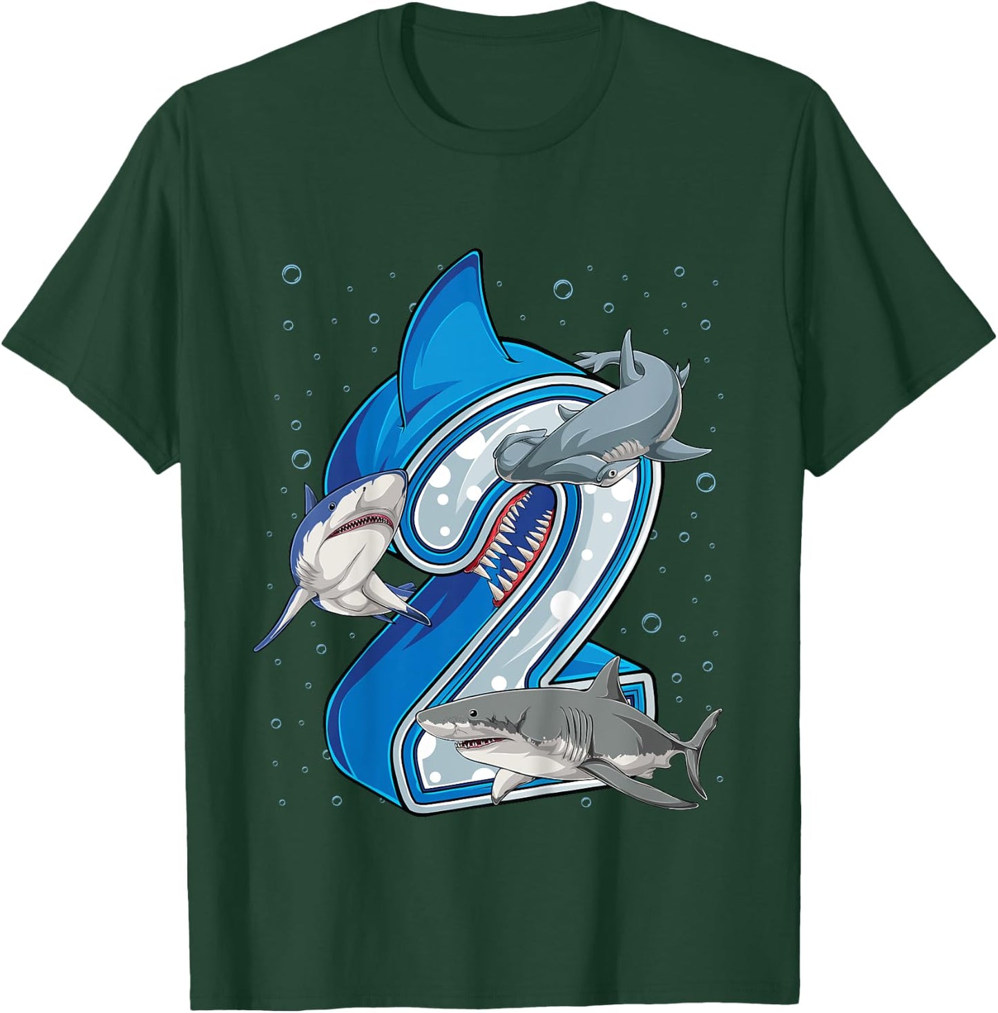 Kids 2nd Birthday Boys Shark 2 years Old Ocean Shark B-day T-Shirt - T-Shirt | Forest